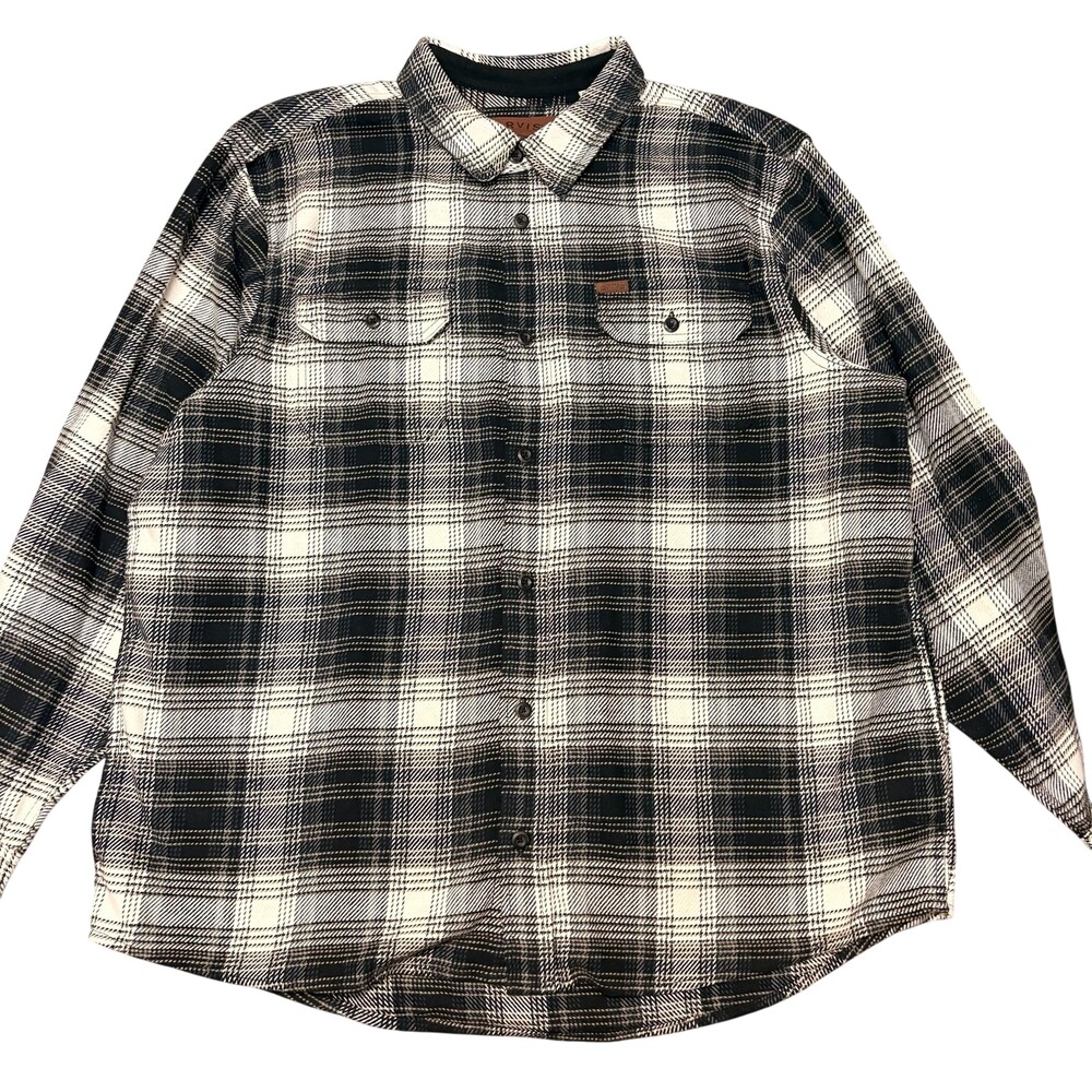 Orvis Shirt Mens 2XL Black Shadow Plaid Flannel Long Sleeve Button up Outdoor